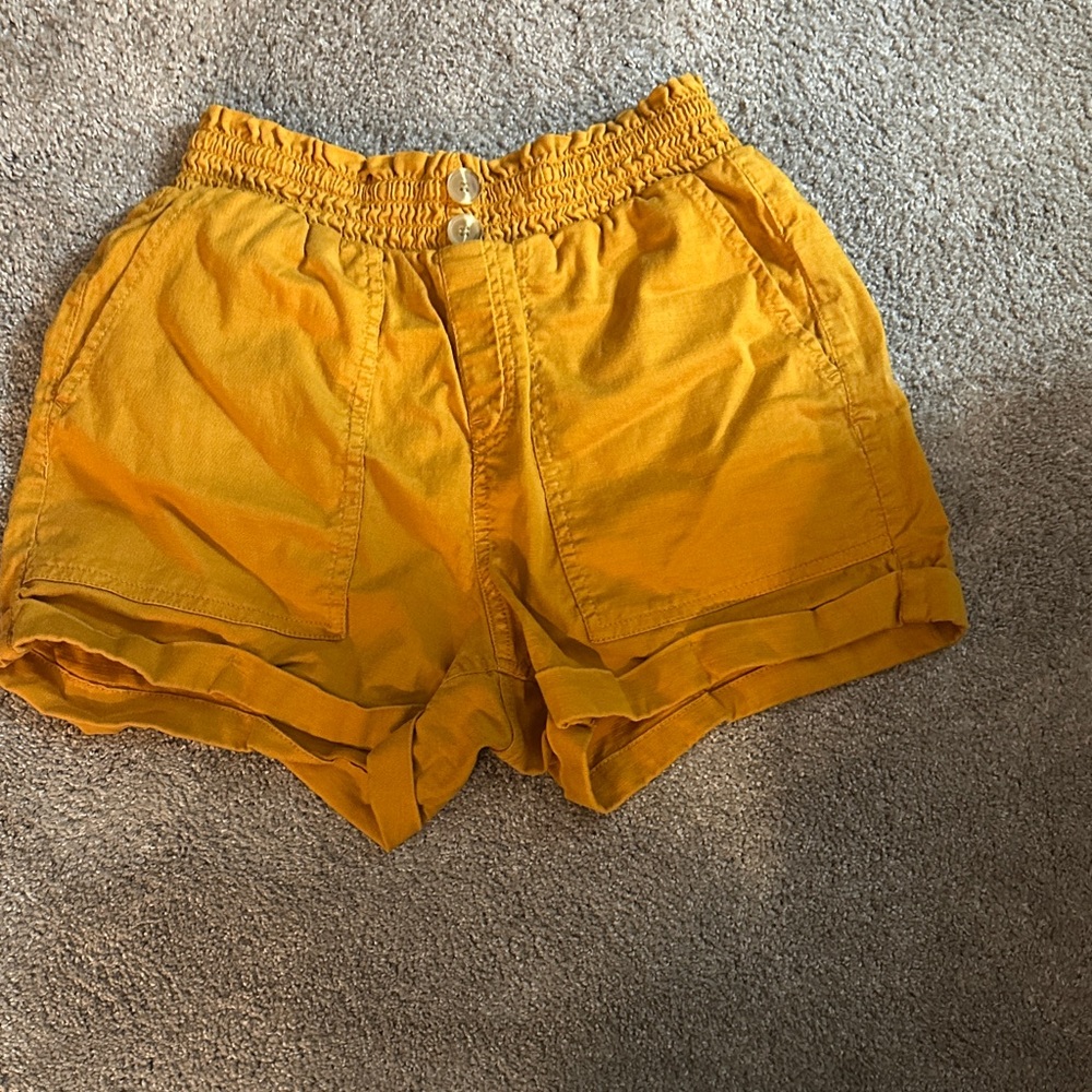 Vibrant Yellow Elastic Waist Shorts